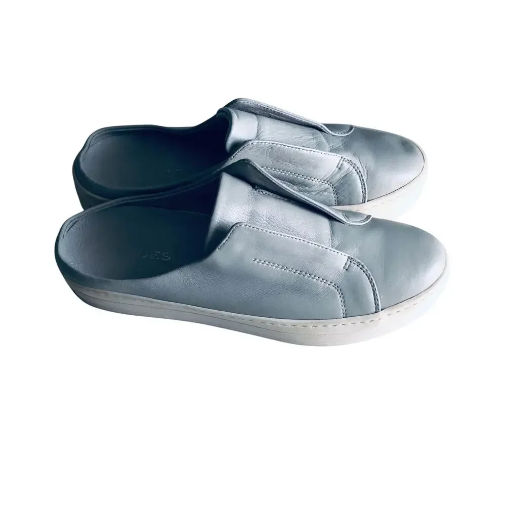 J Slides 'Alara' Women's  8 Slip On Sneaker Mule Gray Leather Clog Slide